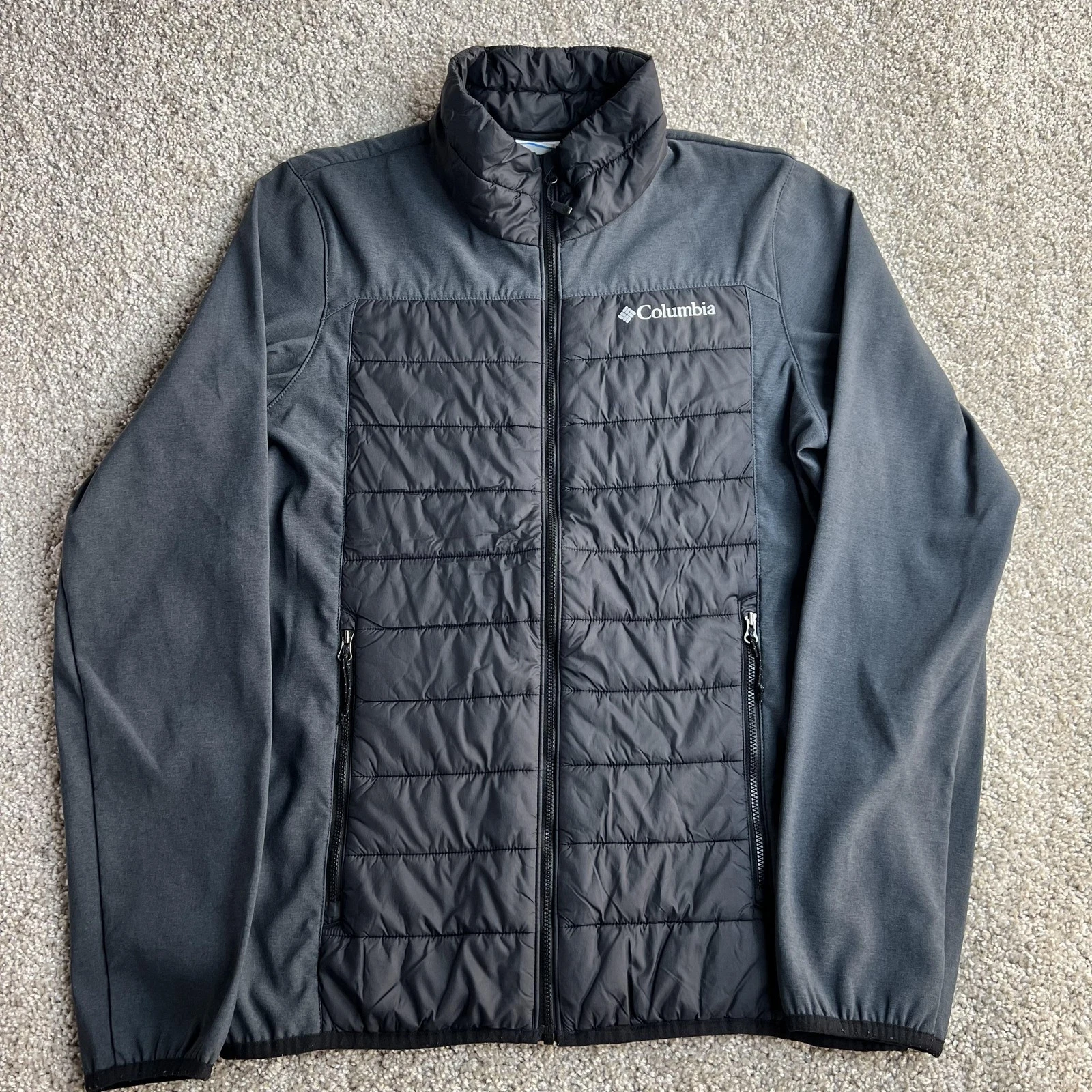 Columbia Jacket Mens Medium Gray Quilted Softshell Full Zip Insulated Outdoor
Opens in a new window 