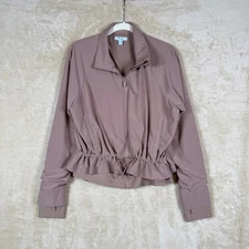 FLX Womens Convertible Active Cinch Lightweight Jacket Taupe Athleisure