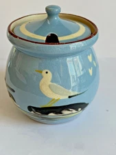 Babbacombe TORQUAY  Devon Pottery Blue Seagull Ware MUSTARD w/LID