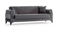 Sofa 3-Sitzer Modern Grau Samt Edel Couch Polstersofa Wohnzimmer Luxus