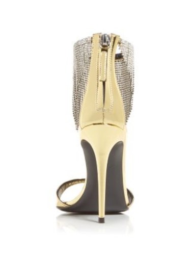 GIUSEPPE ZANOTTI Womens Gold Waterfall Pointed Toe Stiletto Heeled Sandal 37.5 - Picture 8 of 9