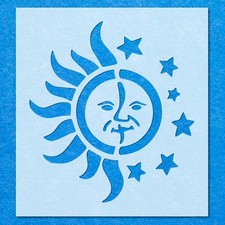 Sun Moon Face Stars Stencil: Mylar Airbrush Wall Art Painting Crafts , DIY