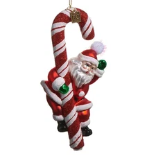 New Raz Eric Cortina Glass Candy Cane Santa Ornament 4553105 MWT Free Shipping