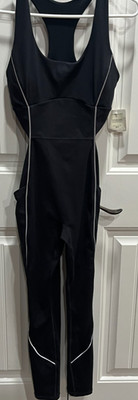 NWT Women Size M Fabletics Motion365+ Racerback Black Reflective Jumpsuit Gym