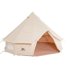 MC TOMOUNT Canvas Tent Bell Tent Yurt with Stove Jack Zipped Removable Floor ...