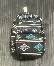 Retro 90s Style Billabong Geometric Backpack Black Pink Blue Zip Closure