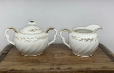 Lefton China John Lavelle Vintage Creamer & Sugar Set Gold Leaf Hand Painted