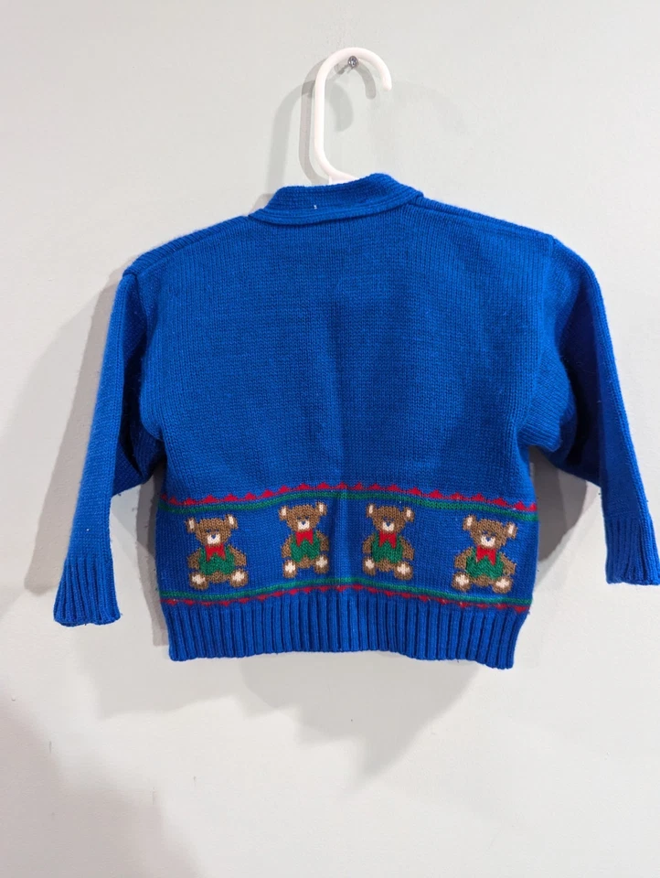 De Colección Navidad Cárdigan Tejido Suéter 24m Niño Pequeño Niños Oso de Peluche Retro EE. UU. 90s Foto 4 de 4
