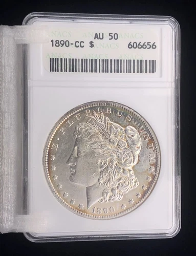 ANACS 1890- CC AU50 Morgan Dollar Silver Coin Bullion $1 One Liberty Eagle