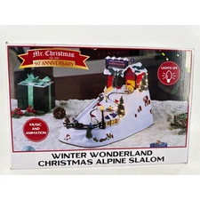 Mr Christmas 90th Anniversary Winter Wonderland Alpine Slalom Village Animation