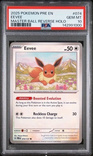 Eevee 074/131 PSA 10 Prismatic Evolutions MASTER BALL Holo Pokemon - GEM MINT