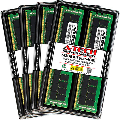 512GB 8x 64GB PC4-3200 RDIMM QNAP TS-h2490FU-7302P-128G Memory RAM