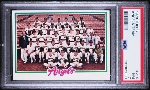 CALIFORNIA ANGELS TEAM  1978 TOPPS BASEBALL CARD #214 PSA 7 NM NOLAN RYAN