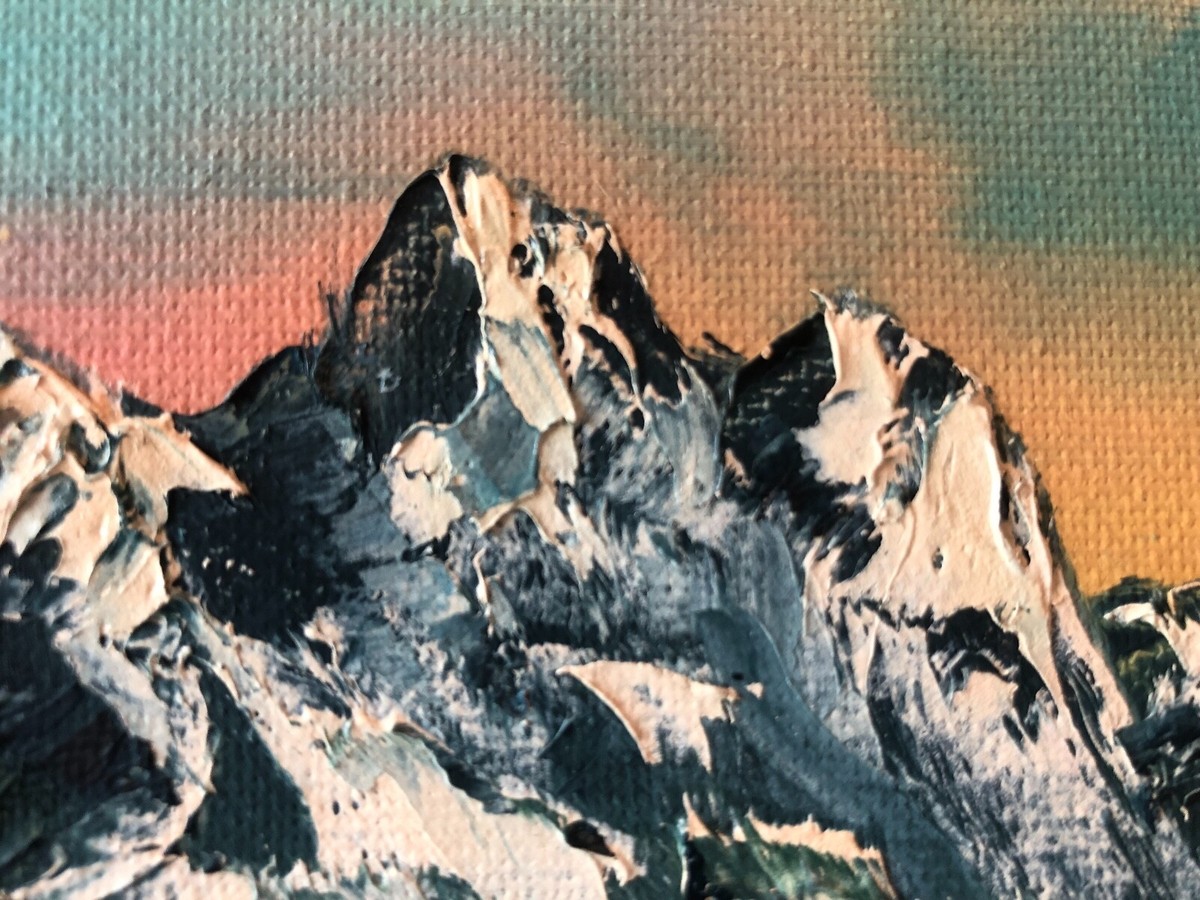 絵画 Mountain glow 16 x 20 Oil Painting on Canvas.