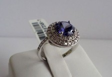 925 STERLING SILVER LADIES RING W/ 4 CT ROUND TANZANITE/ SZ 5,6,7,8,9
