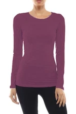 (Bozzolo) Long Sleeve Plain ROUND Neck T-shirts Cotton/Spandex Junior Size S M L