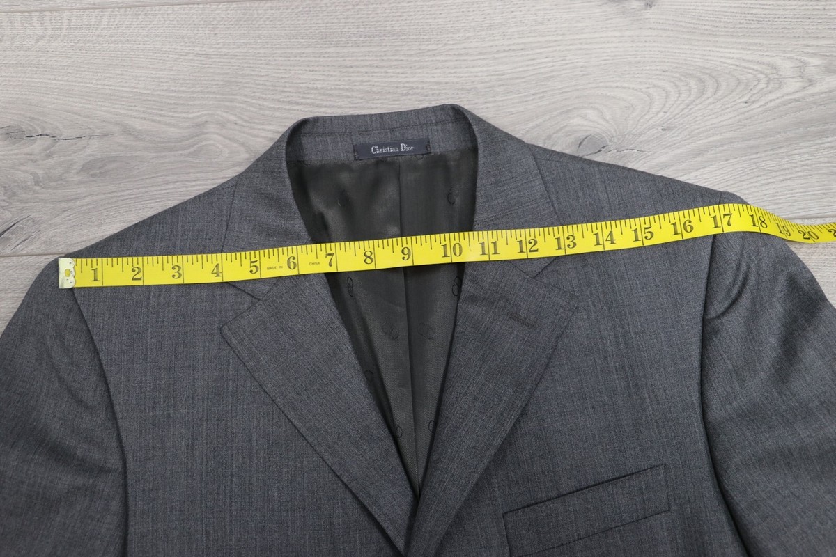 CHRISTIAN DIOR CD Vintage Gray 100% Wool Suit Three buttons Front