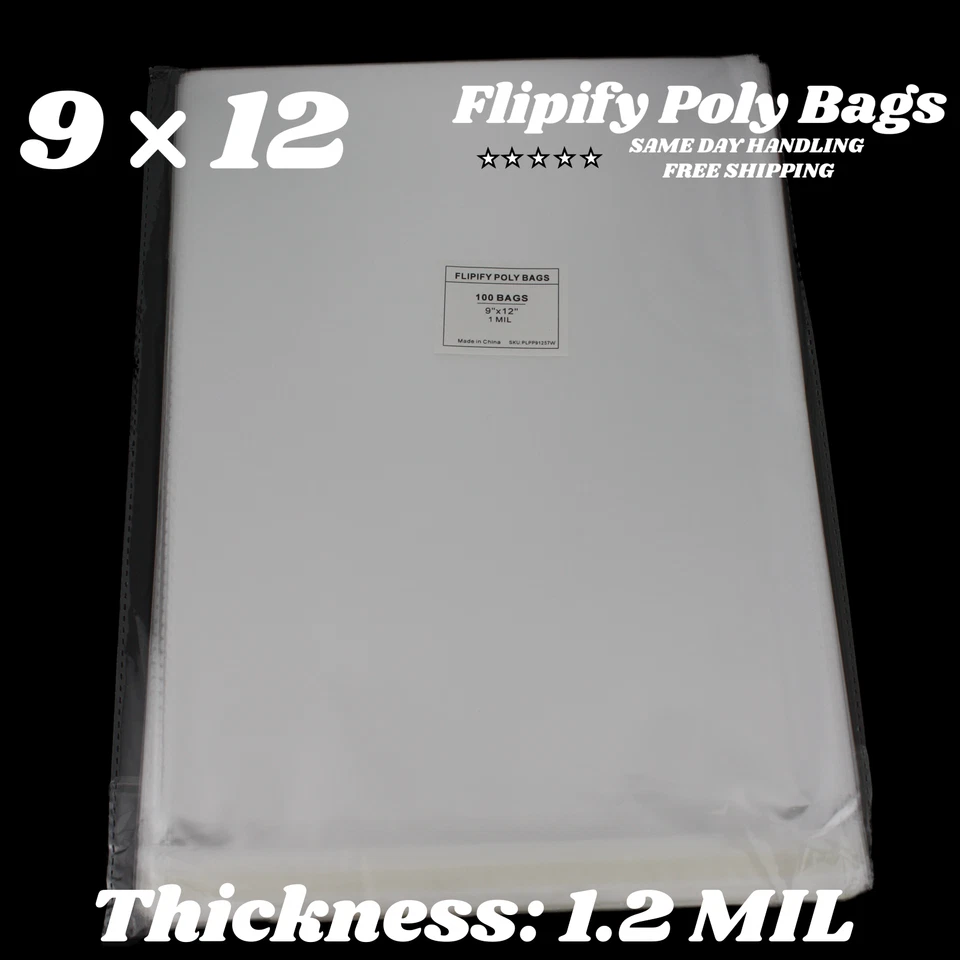 9x12 Clear Resealable T-Shirt/Apparel Self Seal Cello Lip Tape Poly Plastic bags - Image 2 of 4