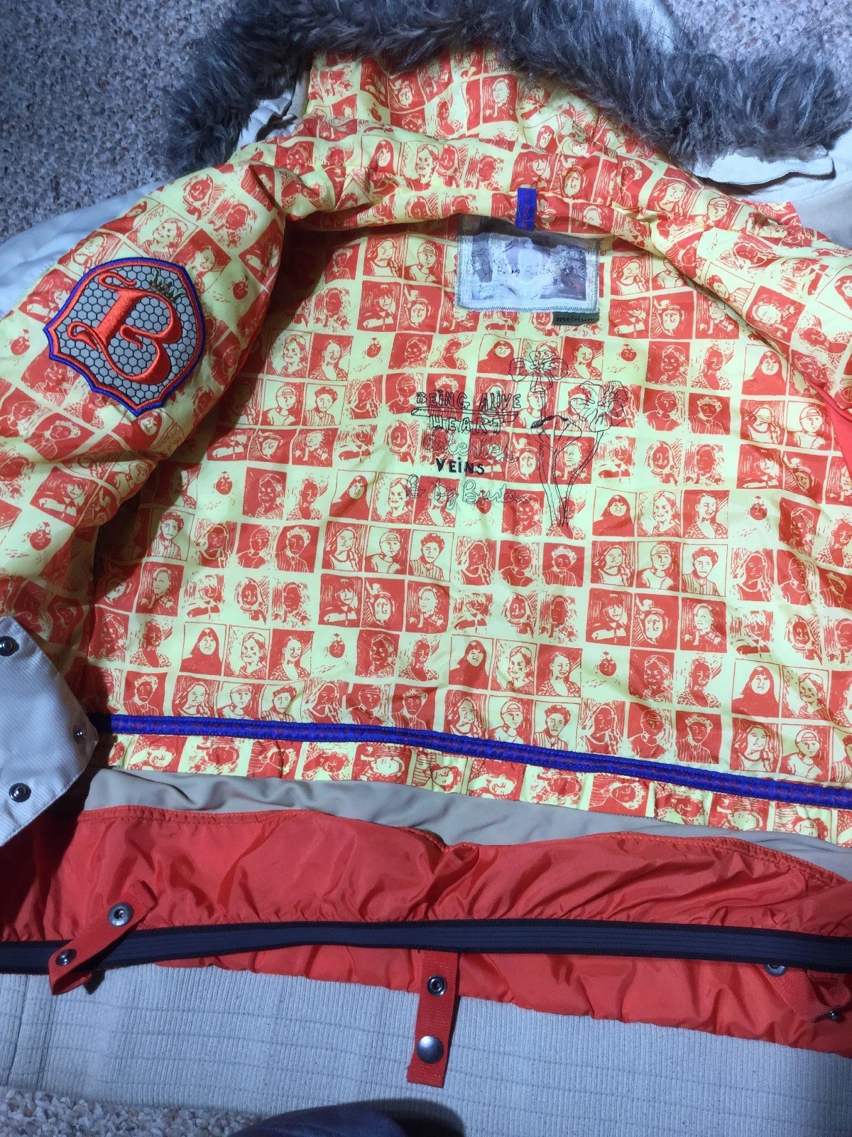 burton faux fur hooded snowboard jacket