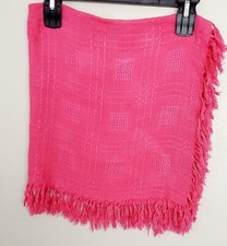 VTG Berkshire Square Scarf Fringes Hot Pink Color 29X29 in