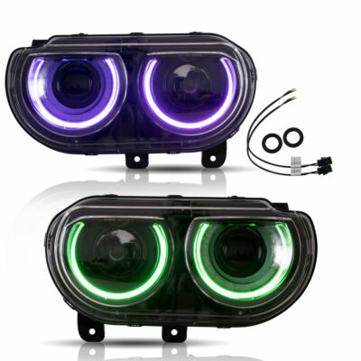 VLAND LED Headlight RGB Color Change Lamps For 2008-2014 Dodge Challenger