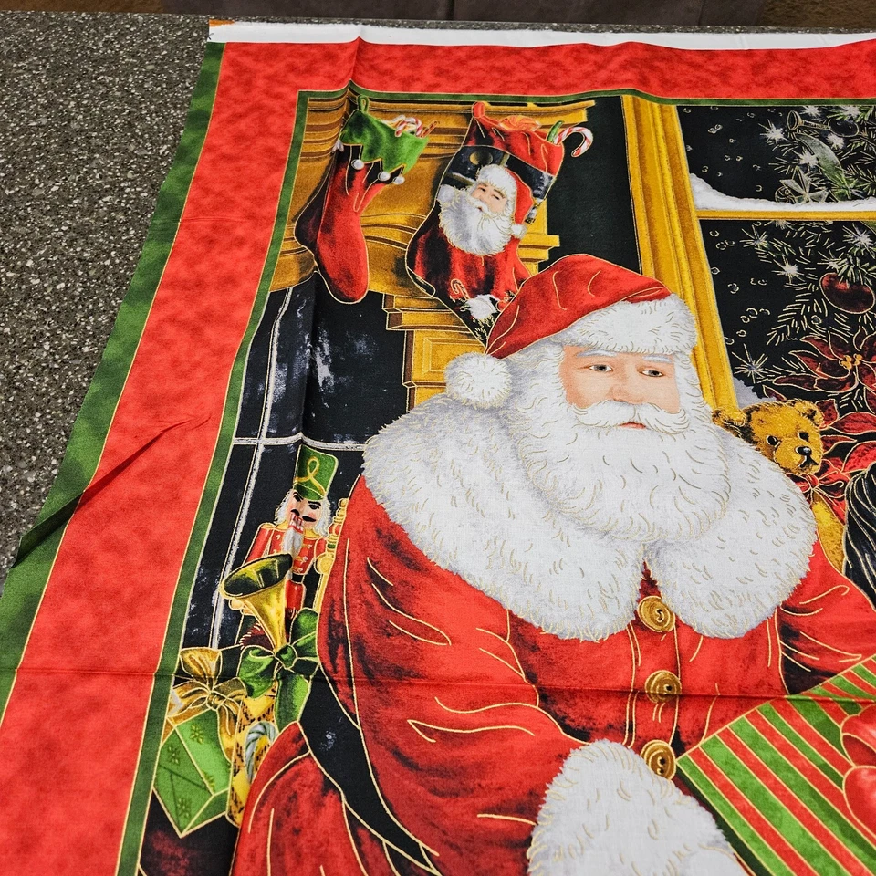 Best Time of the Year Panel 35x42 Liz Goodrick Dillon QT Santa Christmas Tree - Image 2 of 4