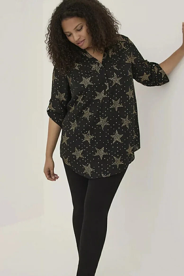 black and gold plus size blouse