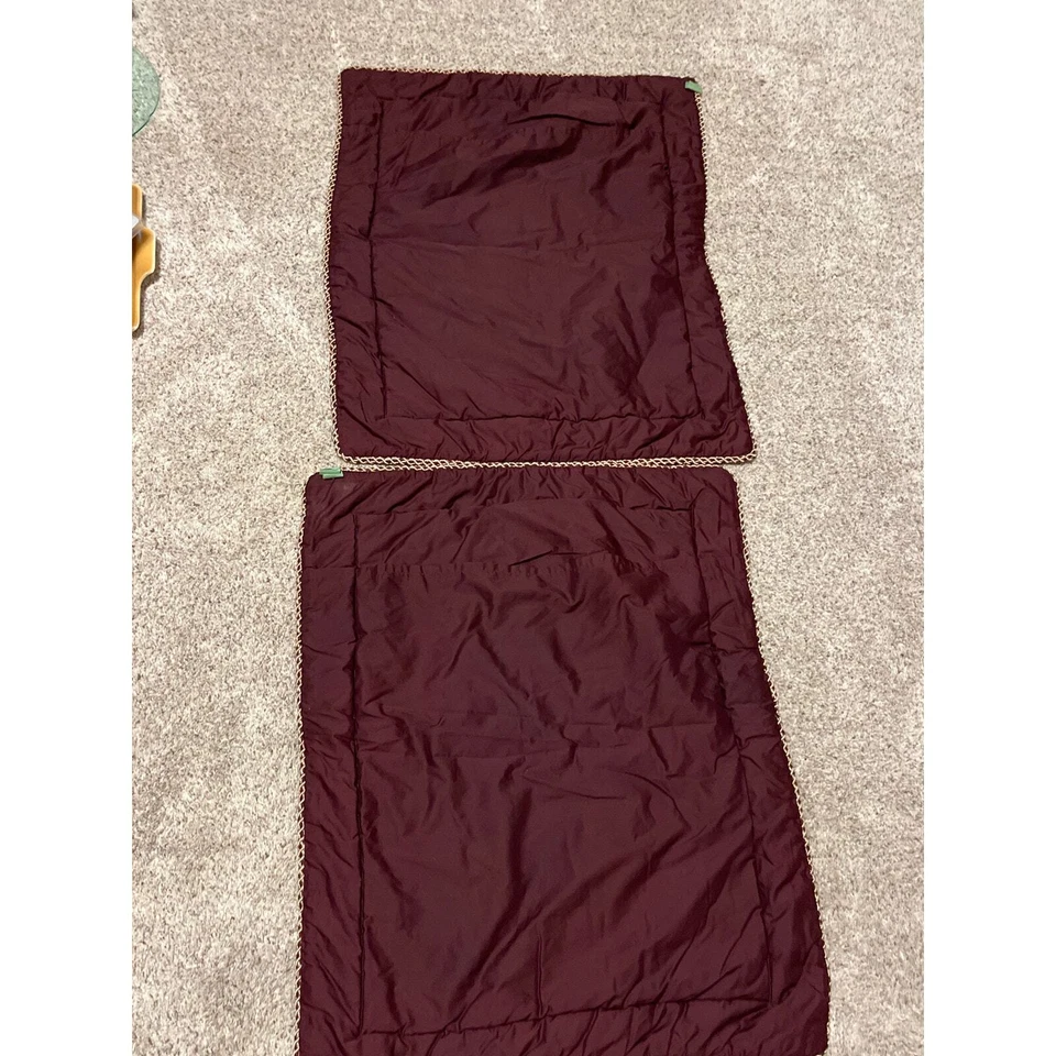 Crosscill European Pillow Shams  Burgundy Gold / Gold Trim Edging Cord EUC - Image 4 of 4