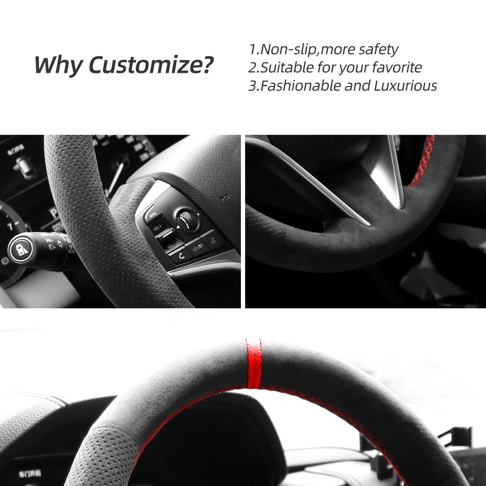 Крышка рулевого колеса алькантара ручная вышивка для Honda Acura MDX 2014-2018 - Изображение 3 из 4