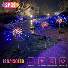 150LED Solar Firework Fairy Lights Waterproof Outdoor Path Garden Decor Lamps 2X