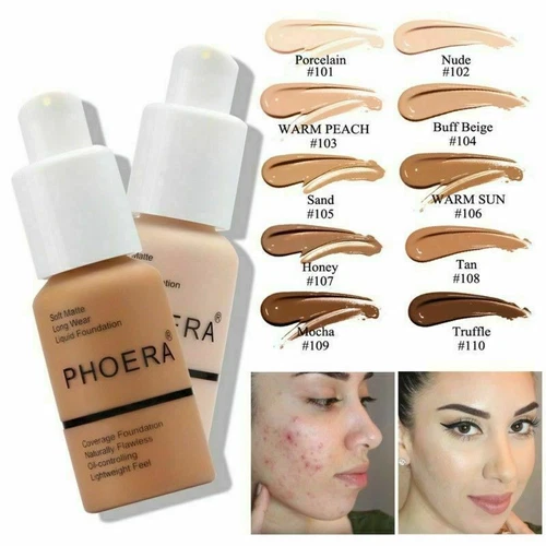 PHOERA® Soft Matte Full Coverage Liquid Foundation Concealer Longlasting Makeup - Bild 8 von 26