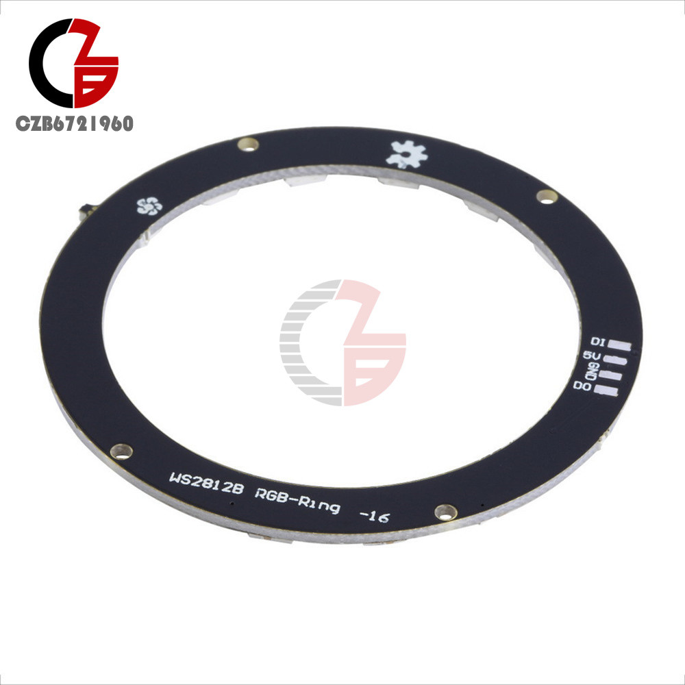 Sparkleiot WS2812 RGB LED Ring 16 x 5050 Integrated Driver for Arduino Pack of 2 | 16 Individually Addressable RGB LEDs WS2812B Integrated Driver