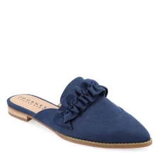 Journee Collection Women Kessie Slip On Ruffled Mule Flats Size US 6.5 Blue