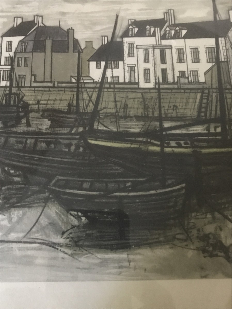 1955 - Bernard Buffet - Boats - Houses - River - Canal