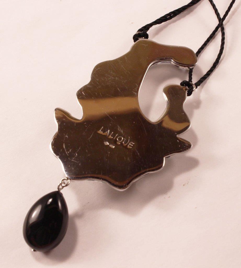 ペンダントトップ LALIQUE (925) LALIQUE TOURBILLON 925 S. SILVER w/ CRYSTAL BLACK ONYX