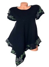 ITALY Damen Shirt Longshirt Zipfel schwarz camouflage Größe 38 40 42 NEU IT158