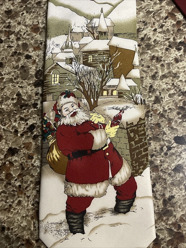 Gravata masculina parquet Natal Papai Noel gravata de poliéster vermelha 58 x 3,75 - Imagem 2 de 4