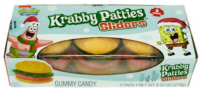 SpongeBob SquarePants 3 Pack Giant Krabby Patties Sliders Gummy Candy 9.52 Oz