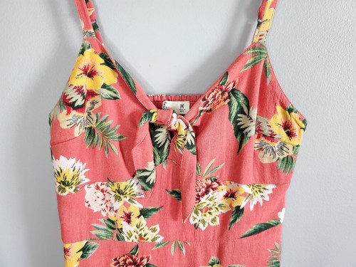 Hollister Hawaiian Floral Mini Summer Dress Pink Size Medium - Picture 2 of 5