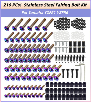 216PCS Complete Fairing Install Bolt Screw for 1998-2014 YZFR1 /1998-2016 YZFR6