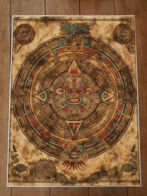 Aztec Calendar Colorful Poster 18x24in