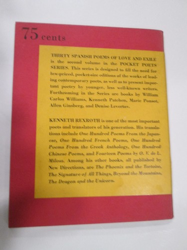 Kenneth Rexroth THIRTY SPANISH POEMS OF LOVE & EXILE 1st Edition Pocket Poets 2 - Picture 2 of 5