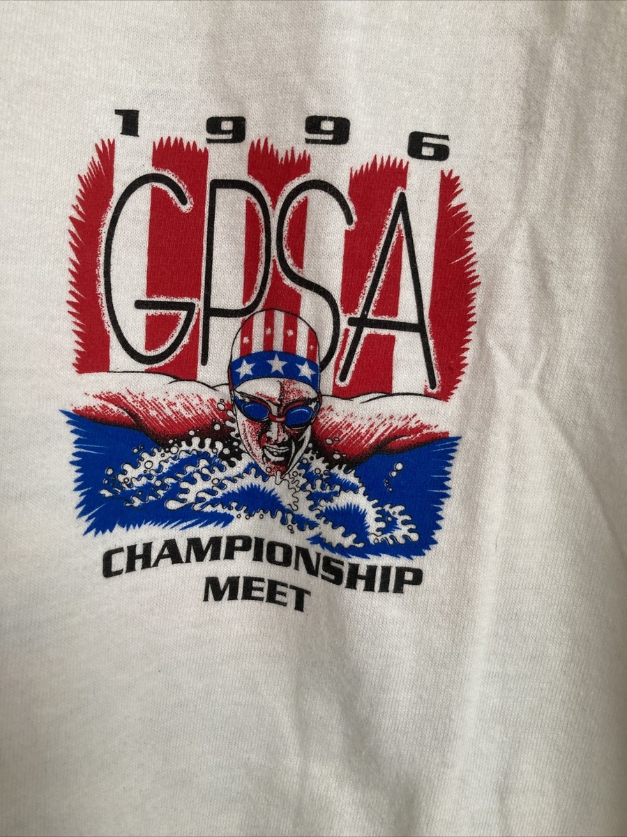 Vintage 1996 GPSA Championship Meet Shirt White L Lg Swim Meet Global Basics 845 View 6