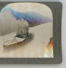 U.S.S. Missouri First Battleship to Pass Panama Canal Keystone Stereoview