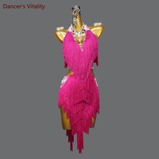 Latin dance dress competition tassel skirt adult children Latin practice dress