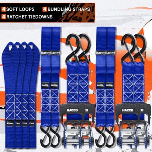 HACCOPLANET Ratchet Straps, 5280lb Break Strengeth, 1.6" Heavy Duty - View #11