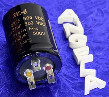M&A Polarized Electrolytic Capacitor 32uF+32uF/500VDC + Clamp For Amps
