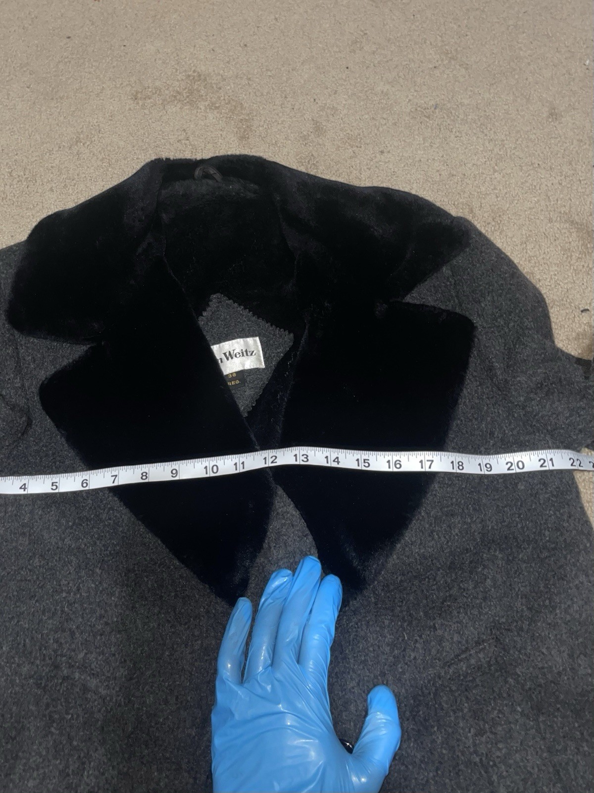 JOHN WEITZ Grey Double Breasted Wool Button Up Co… - image 10