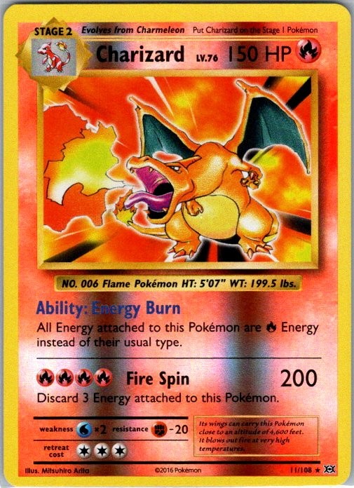 Charizard 11/108 Reverse Holo Rare XY - Evolutions NM