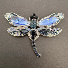Vintage Dragonfly Bug Insect Blue Rhinestone ...